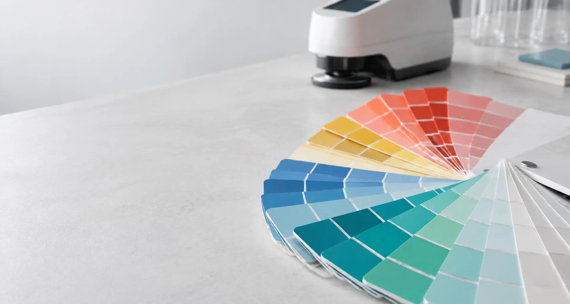 Campioni cromatici e spettrofotometro per la misura del colore