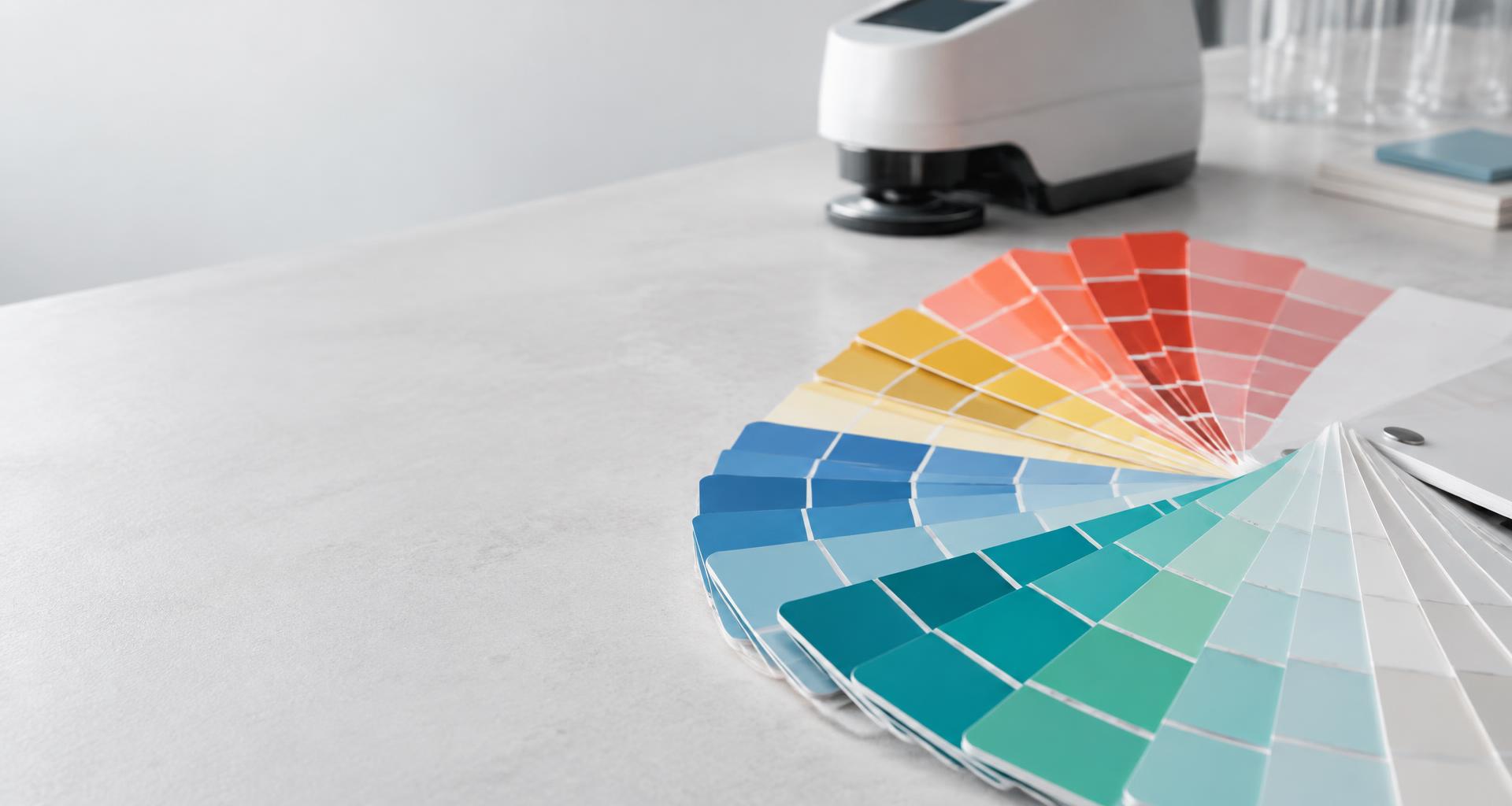 Color swatches and a spectrophotometer for color measurement