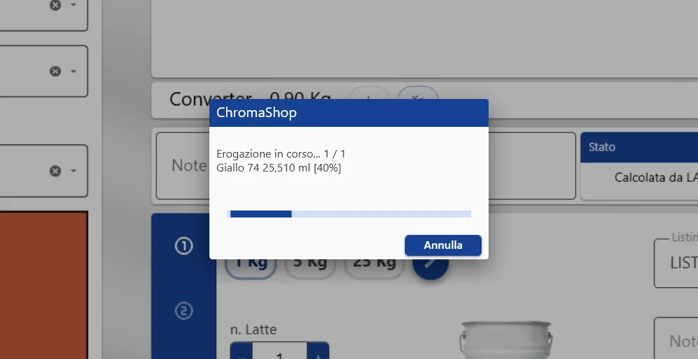 ChromaShop, schermata Erogazione