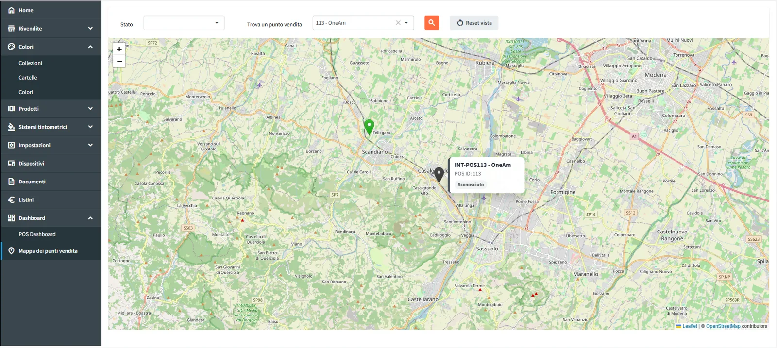 ChromaShopLab, schermata Mappa dei punti vendita