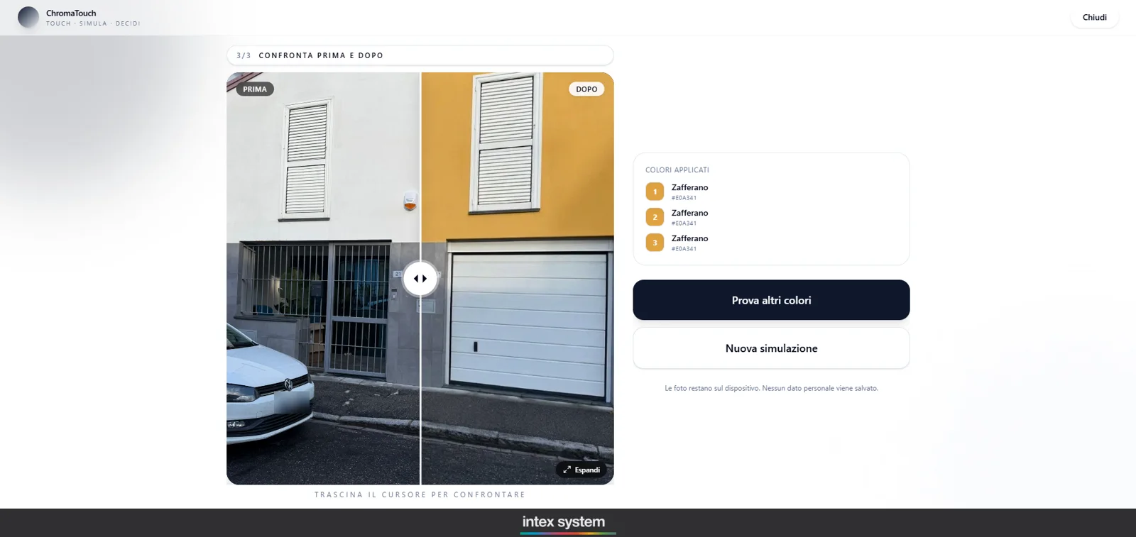 ChromaTouch, schermata Prima e dopo