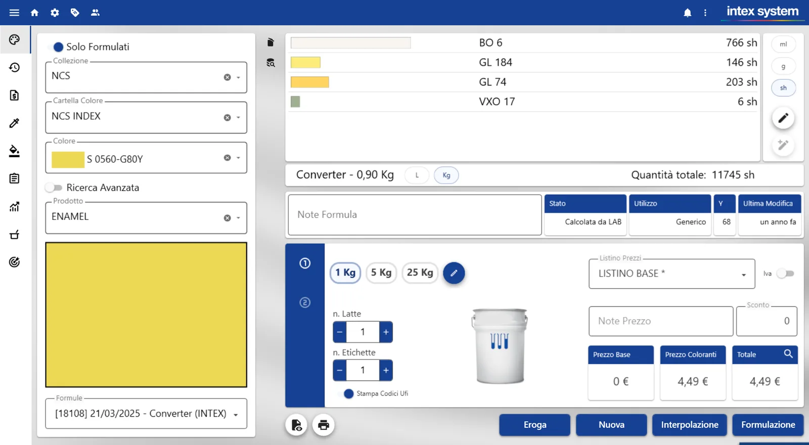 ChromaShop, schermata Ricerca della formula