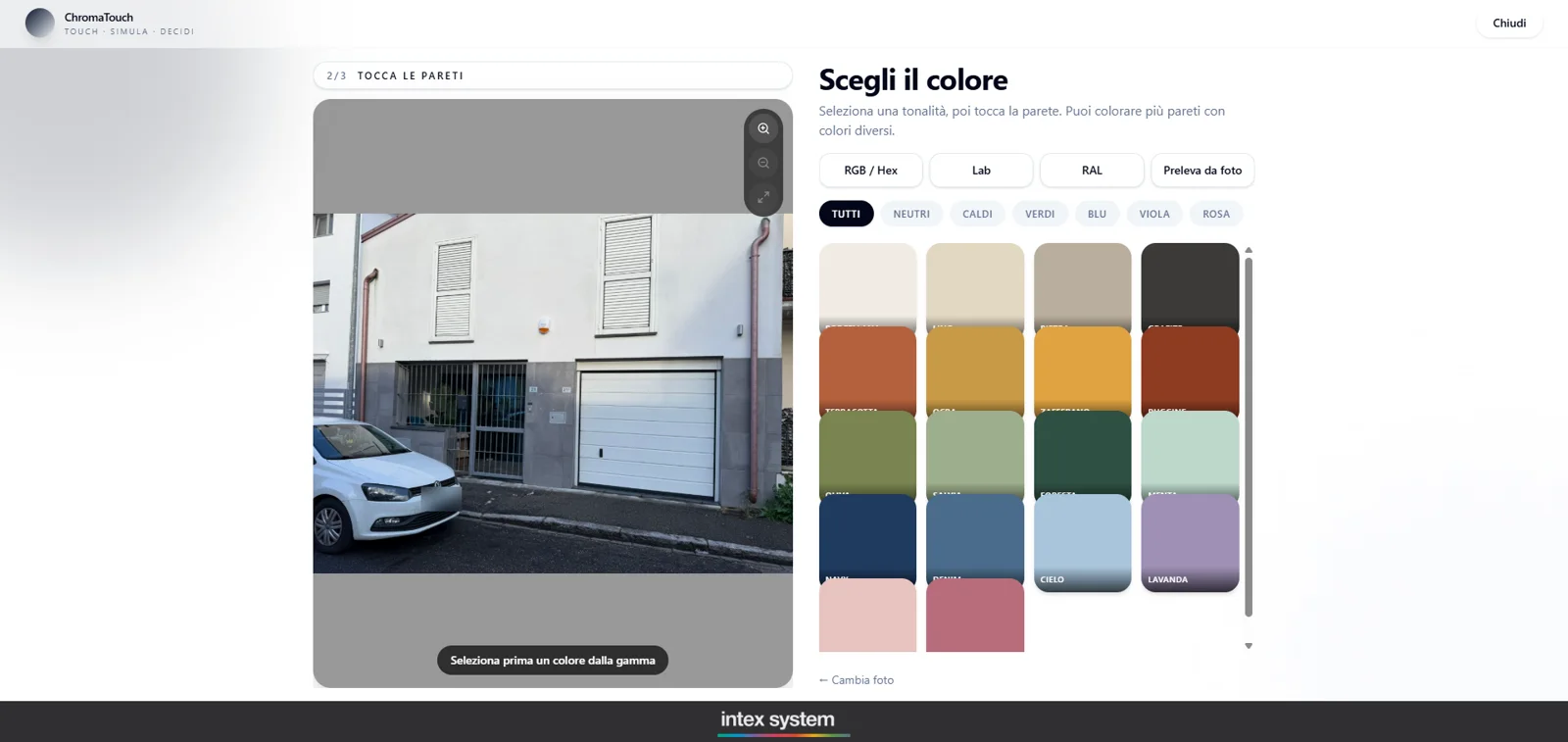 ChromaTouch, schermata Scegli il colore